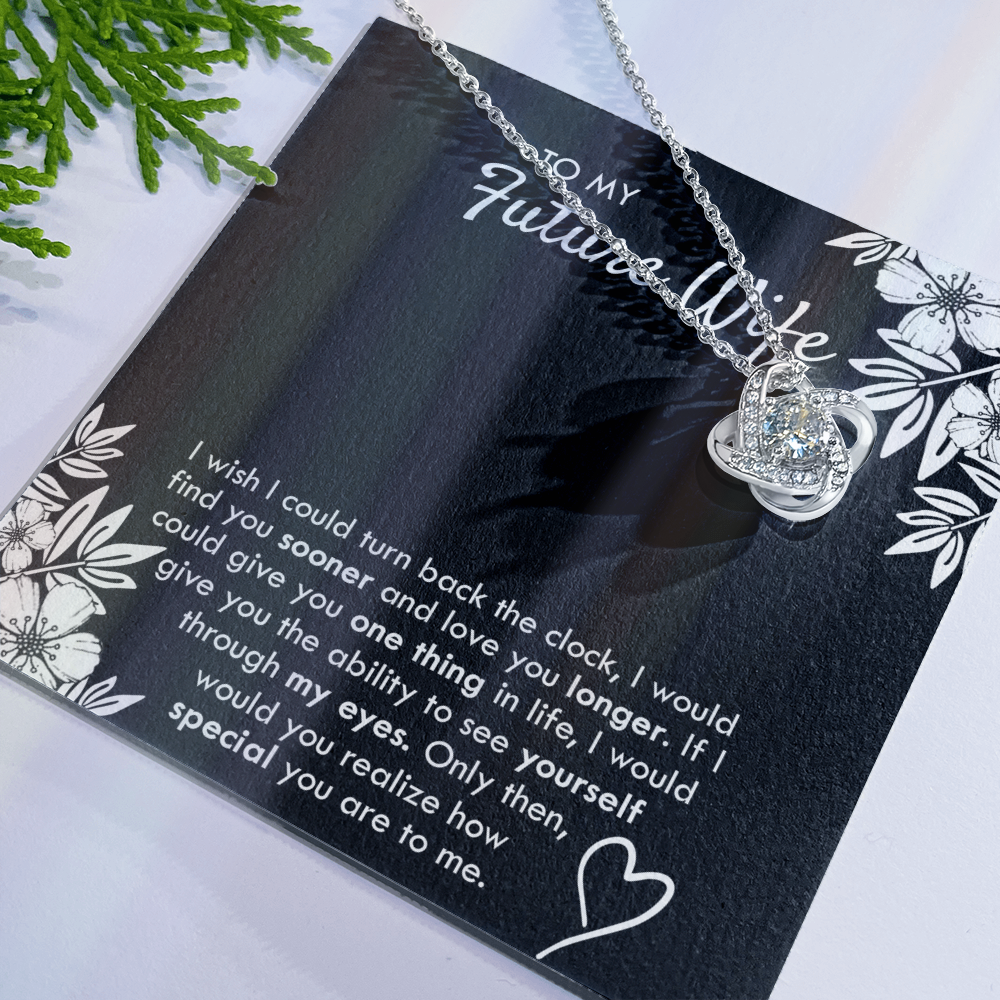 To My Future Wife Necklace From Husband, Necklace with Message Card and Gift Box For Wife, Future Wife Gift Necklace, Husband To Wife Gift Love Knot Pendant Gift From Men, Jewelry Gift For Women
