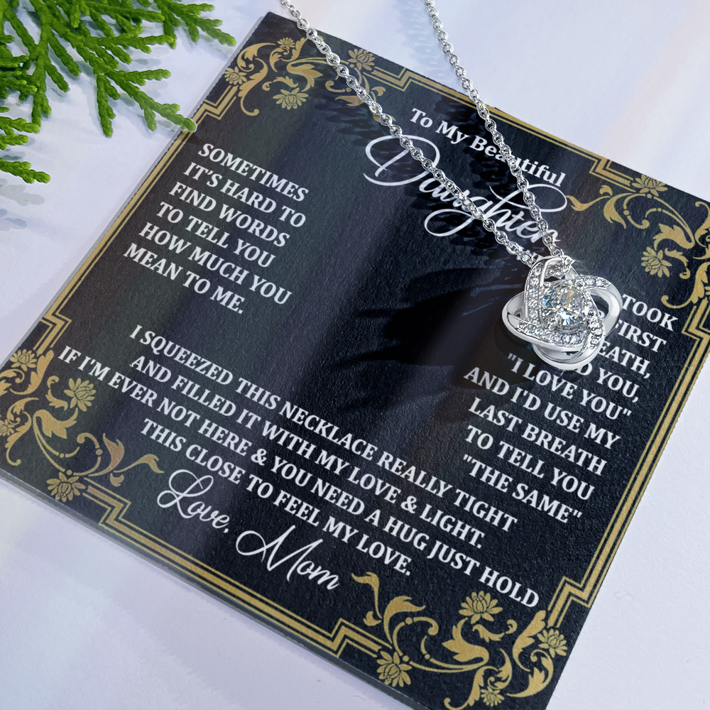 Personalized Gift Necklace For Daughter, Message Card Jewelry, Handmade Necklace  For Daughter Message Card & Box, To My Beautiful Daughter Necklace From Mom Gift Pendant Mother And Daughter Gift