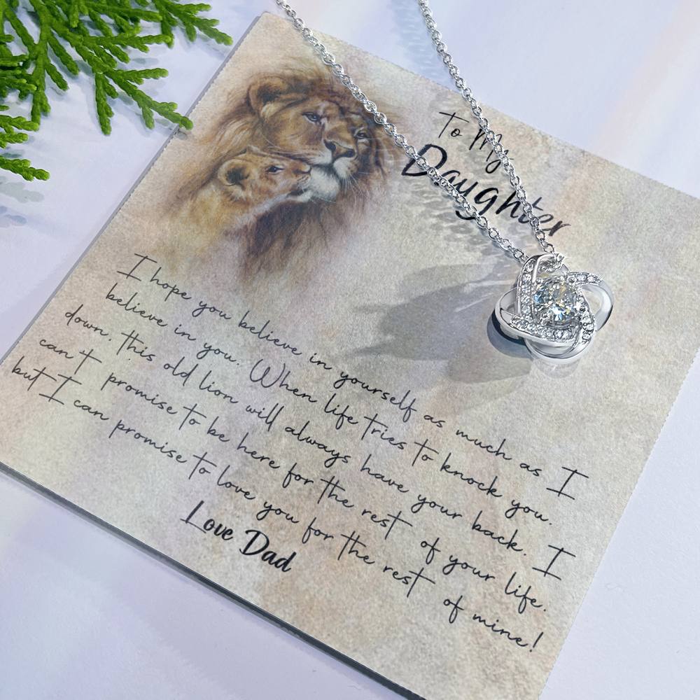 Lion To My Daughter Gift Necklace I Hope You Believe in Yourself Pendant, Dad and Daughter Necklace, Lion Daughter Gift Pendant Necklaces styles Jewelry Gift For Girls, Little Girl Necklace