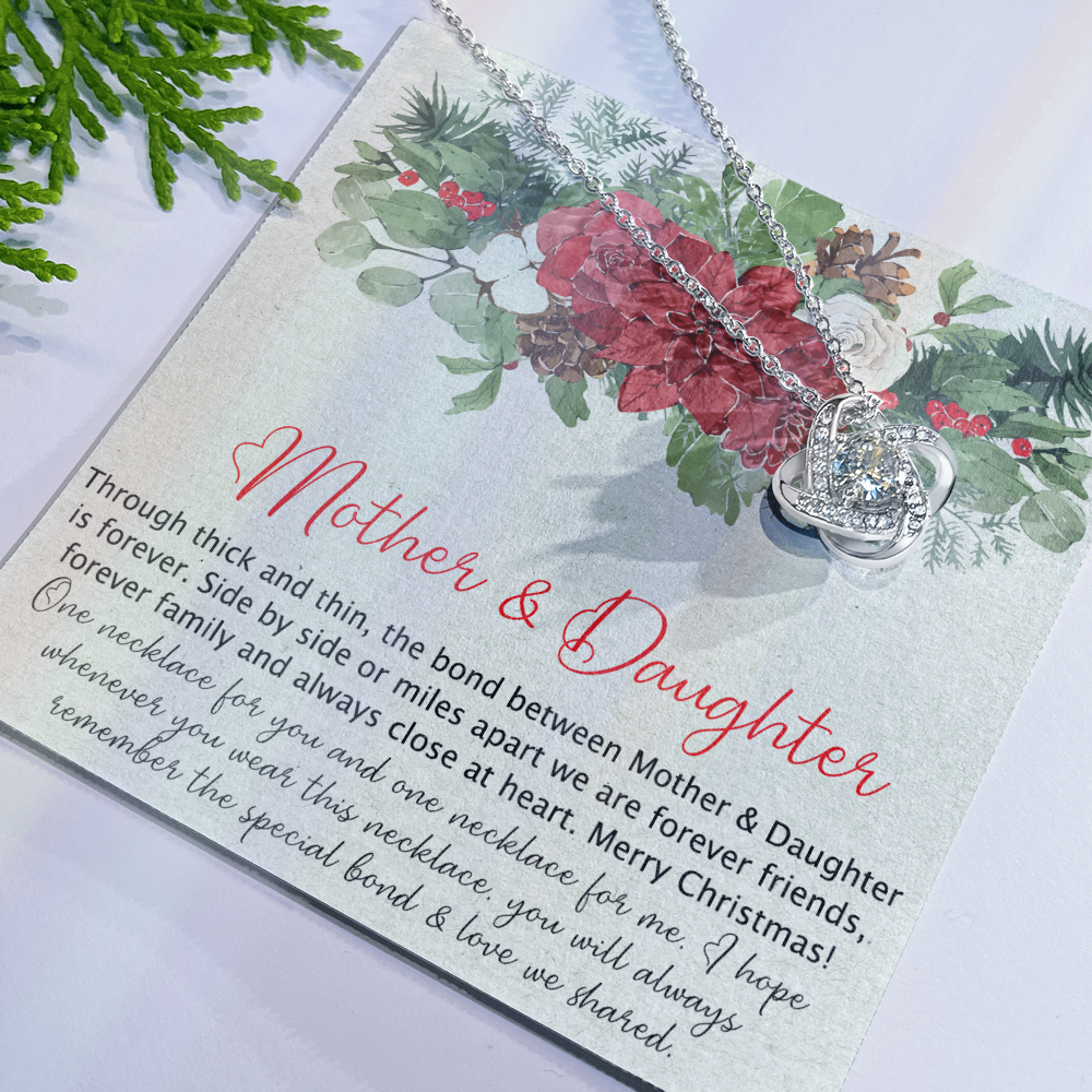 Mother And Daughter Gift Necklace, To My Mom Love Knot Necklace Gift From Daughter, Merry Christmas Necklace Gift For Mom, Mother To Daughter Gift Necklace, Jewelry Gift For Women, Mother Daughter