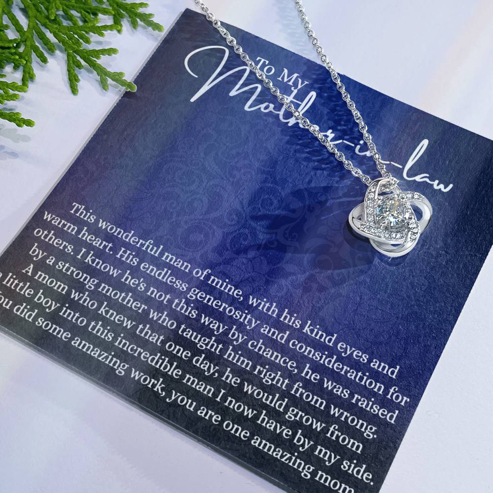 Happy Mother's Day Necklace - To My Mother In Law Love Knot Necklace From Son This Wonderful Man Of Mine, Mother In Law And Son In Law Gift Necklace Gift For Amazing Mom Jewelry Gift For Women Love Knot Necklace 6323