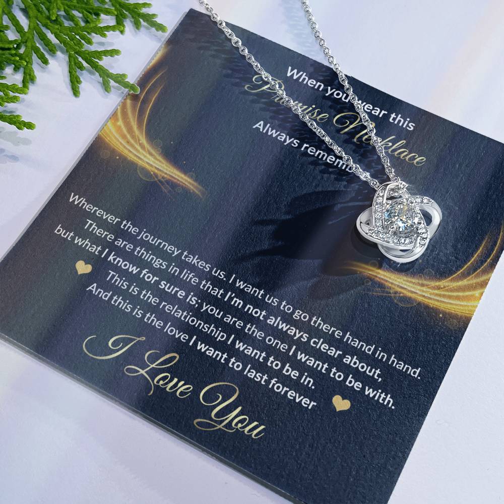 Promise Gift Necklace From Men, Jewelry Gift for Girls, Girlfriend - Promise Love Knot Necklace Gift for Women On Valentines Day, Anniversary, Long Distance Relationship Gifts Love Knot Pendant