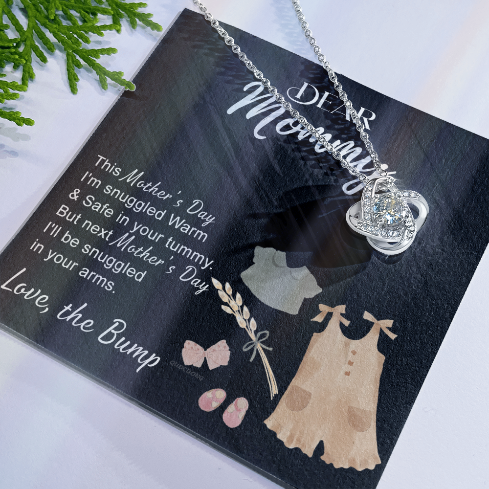 Dea Mommy Necklace Mothers Day Love Knot Necklace, Mothers Day Gifts for Pregnant Wife, Happy Mothers Day Necklace Gift for Moms to Be, Mother To Be Mothers Day Gift, To My Mommy Necklace from Bump