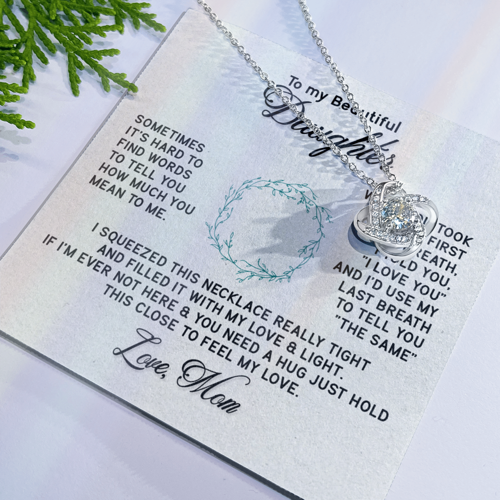 To My Beautiful Daughter Gift Necklace From Mom Forever Love Daughter Birthday Grown Up I Squeezed This Necklace Really Tight Necklace For Daughter, Mother And Daughter Gift Jewelry For Girls Women