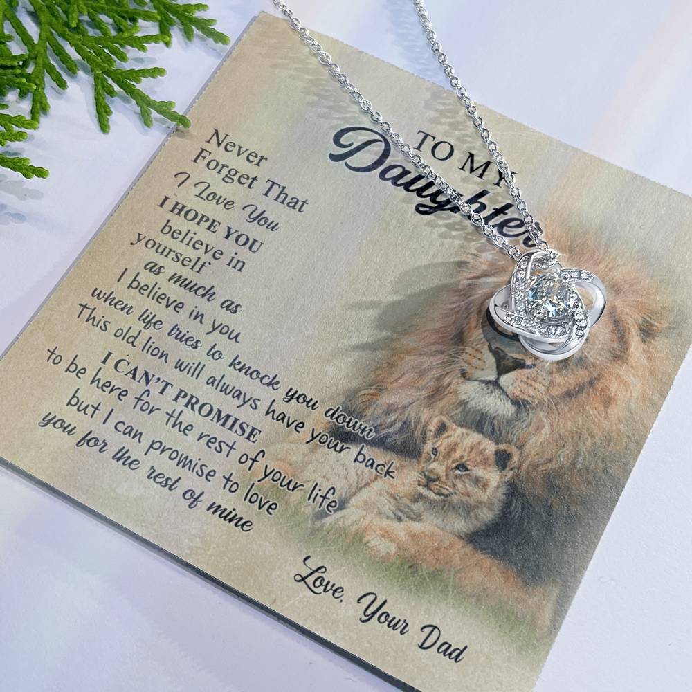 To My Daughter Gift Necklace from Dad Old Lion Your Back Believe Rest of Mine Personalized Gift Necklace Chain Gift on Birthday Graduation Gift Jewelry Gift For Girls, Little Girl Necklace
