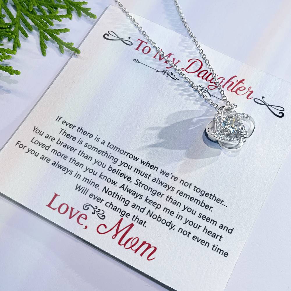 To My Daughter Love Knot Necklace Gift From Mom, Daughter Gift Necklace, Mother To Daughter Pendant Gift, Little Girl Necklace Love Knot Jewelry Gift For Girls, Mother Love Daughter Necklace