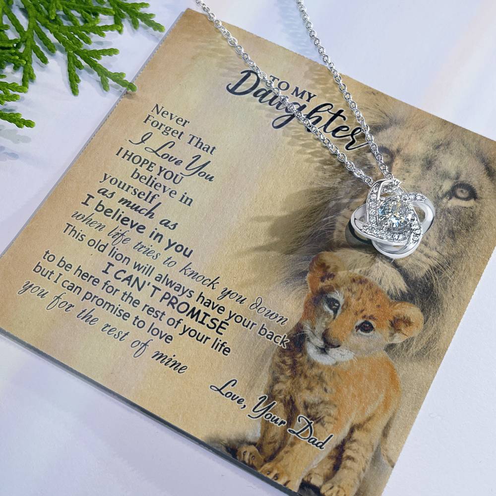Daughter Gifts Necklace from Lion Dad to Daughter, Father Daughter Necklace, To My Daughter Lion Love Knot Necklace Gift Dad And Daughter Necklace Gift on Birthday Gift Anniversary Graduation Gift