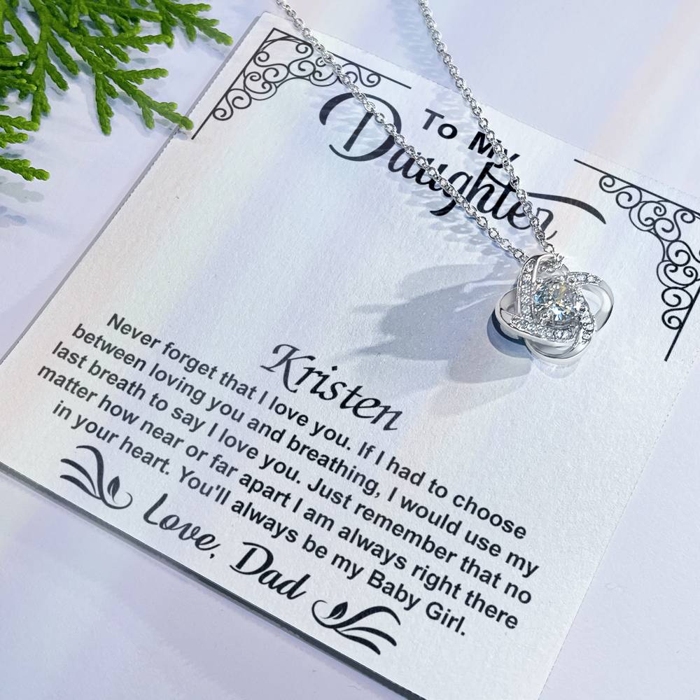 To My Daughter Love Knot Necklace with Luxury Box Gift From Dad, To My Daughter Lion Dad And Daughter - Father Daughter Gifts Ideas Love, Pendant Necklaces On Birthday, Christmas