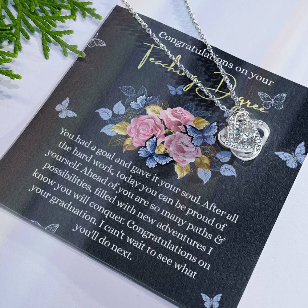 Teacher Degree Graduation Gift Necklace, Graduation Gift For Teachers, Congratulations On Your Teaching Degree Necklace, New Teacher Gift Necklace On PhD Graduation Gift Class of 2026 Graduating