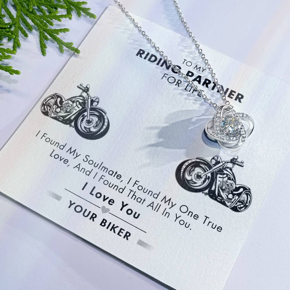 Customized Gift Necklace, To My Riding Partner For Life Necklace Gift From Husband Love Knot Necklace And Message Card Gift Box For Riding Partner For Life Jewelry Pendant Gift For Women Soulmate