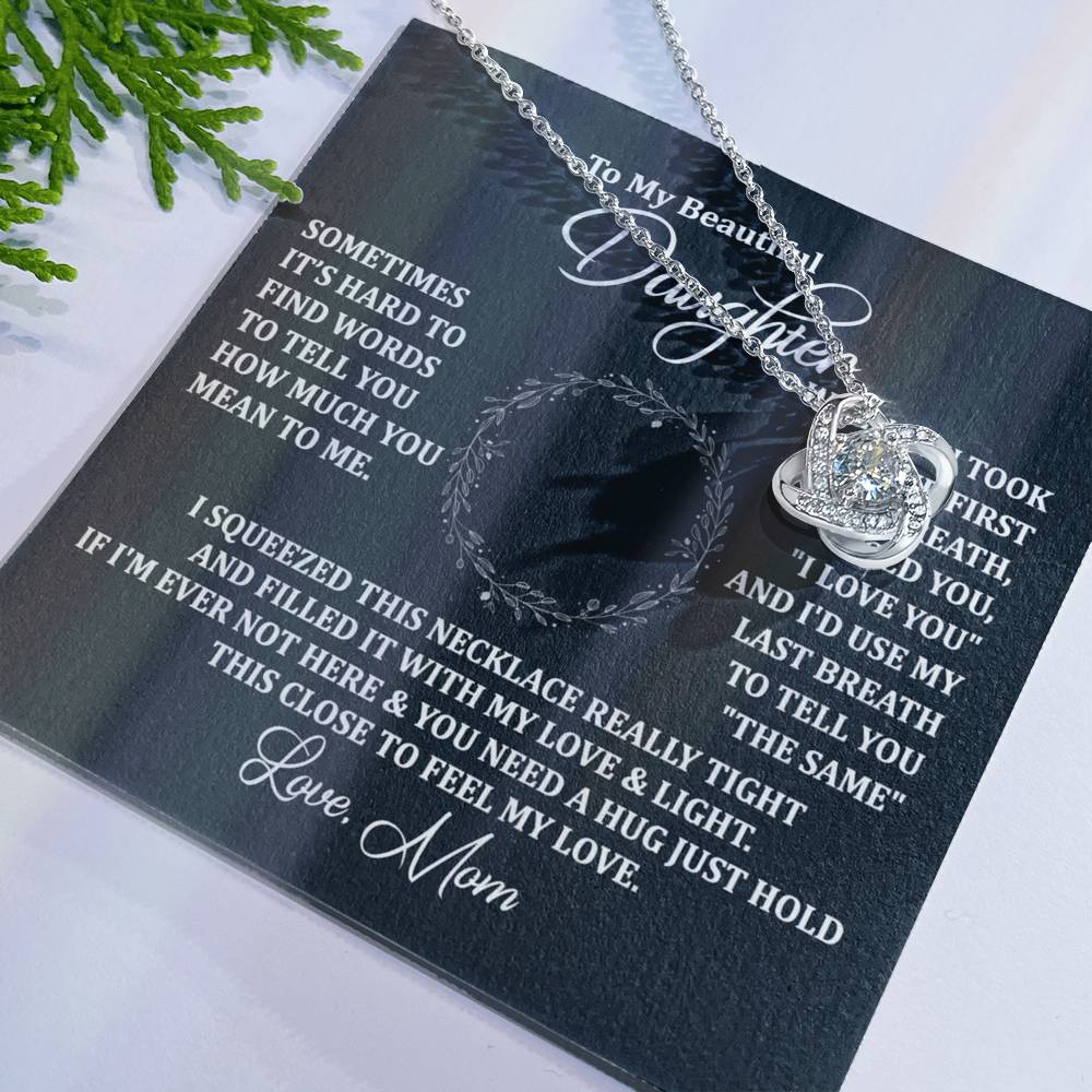 To My Beautiful Daughter Necklace Gift From Mom To Daughter, The Love Knot Necklace, Graduation Gift, Birthday Gift, Mothers Day Jewelry Birthday Gift For Daughter, Mother And Daughter Gift Jewelry