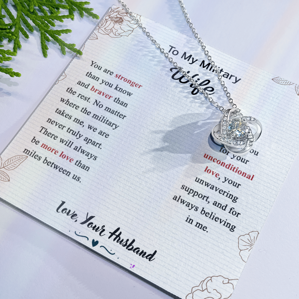 Military Wife Gift Necklace, Husband And Wife Love Knot Necklace, To My Military Wife Necklace From Husband - Necklace Gift For Wife, Jewelry Gift For Women, Soulmate Gift Necklace From Fiancee