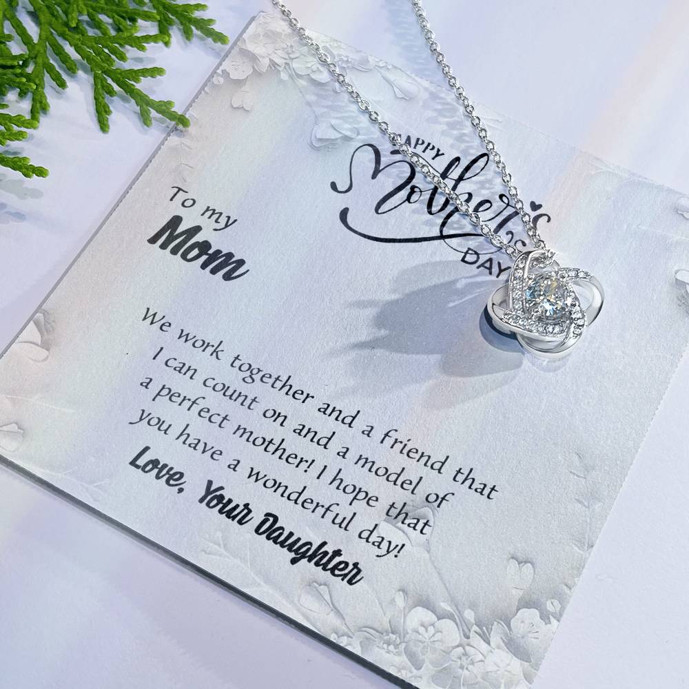 Happy Mother's Day Necklace, To My Mom Love Knot Necklace Gift From Daughter, Mom Your Daughter Necklace, Daughter And Mother Love Knot Pendant Gift For Mom Gift Necklace, Jewelry Gift For Women