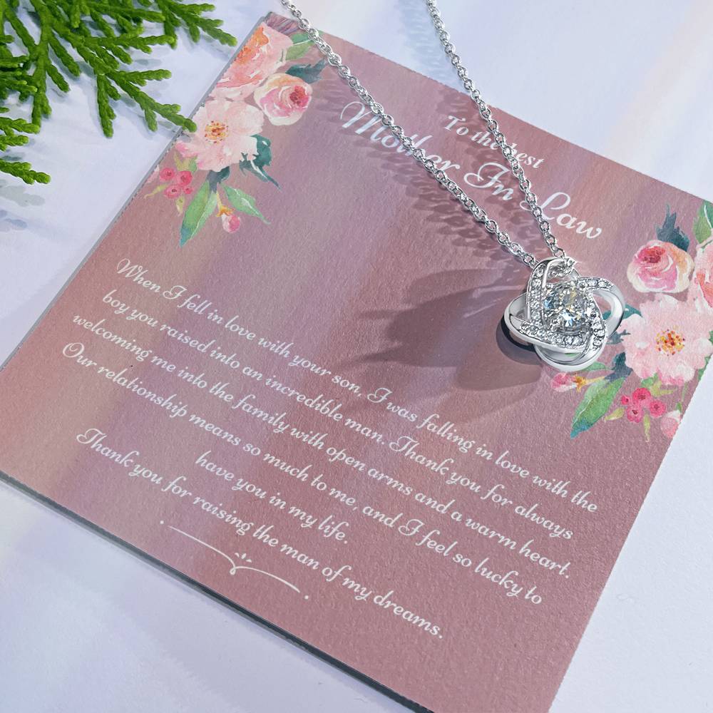 To The Best Mother In Law Gifts Love Knot Necklace, Mother's Day Necklace Gifts
