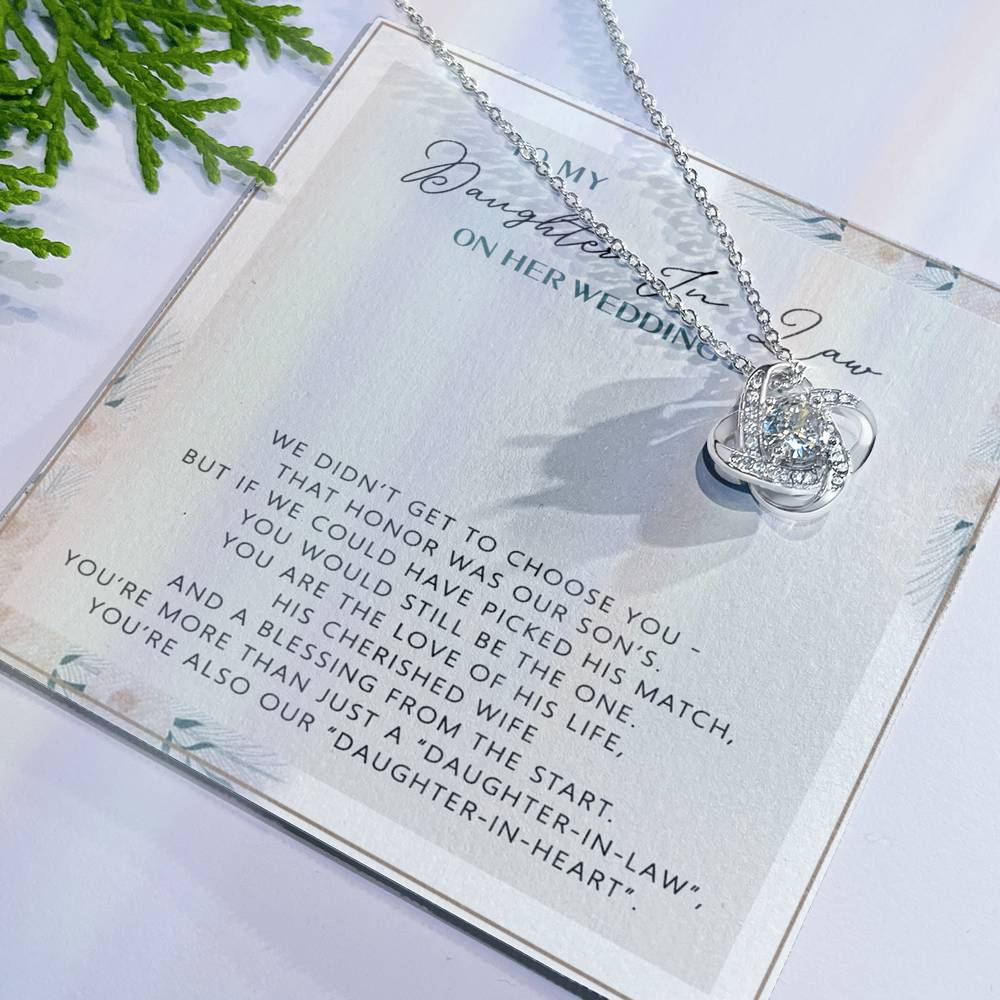 The Love Knot Necklace Daughter,  To My Daughter On Your Wedding Day Necklace From Mom, Bride Gift From Mom, Mother Of The Bride Gift To Daughter, Daughter's Wedding Day Keepsake Gift Unique Gift