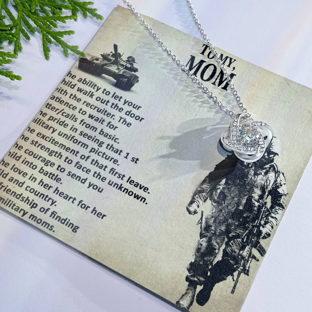 Military Mom Necklace, To My Mom Necklace From Son, Favourite Soldier Necklace Gift For Mom, Daughter And Military Mom Love Knot Necklace Gift, Mom Gift Necklace, Soldier Mom Necklace Gift For Women Love Knot Necklace 6323