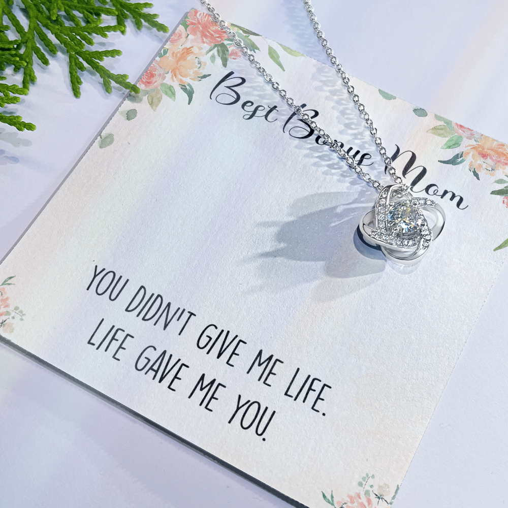 Personalized Necklace Gift For Bonus Mom, To The Best Bonus Mom Necklace From Bonus Daughter, Custom Name Card Necklace Gift For Bonus Mom, Jewelry For Women, Bonus Son Gift On Mothers Day, Birthday