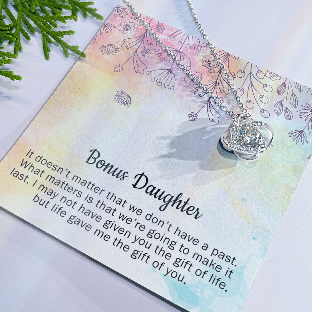 Personalized Gift Necklace - To My Bonus Daughter Gift From Mom, Step Daughter Necklace, Stepdaughter Gift From Stepmom, Step Daughter Wedding Gift, Bonus Daughter Necklace Jewelry Gift For Girls