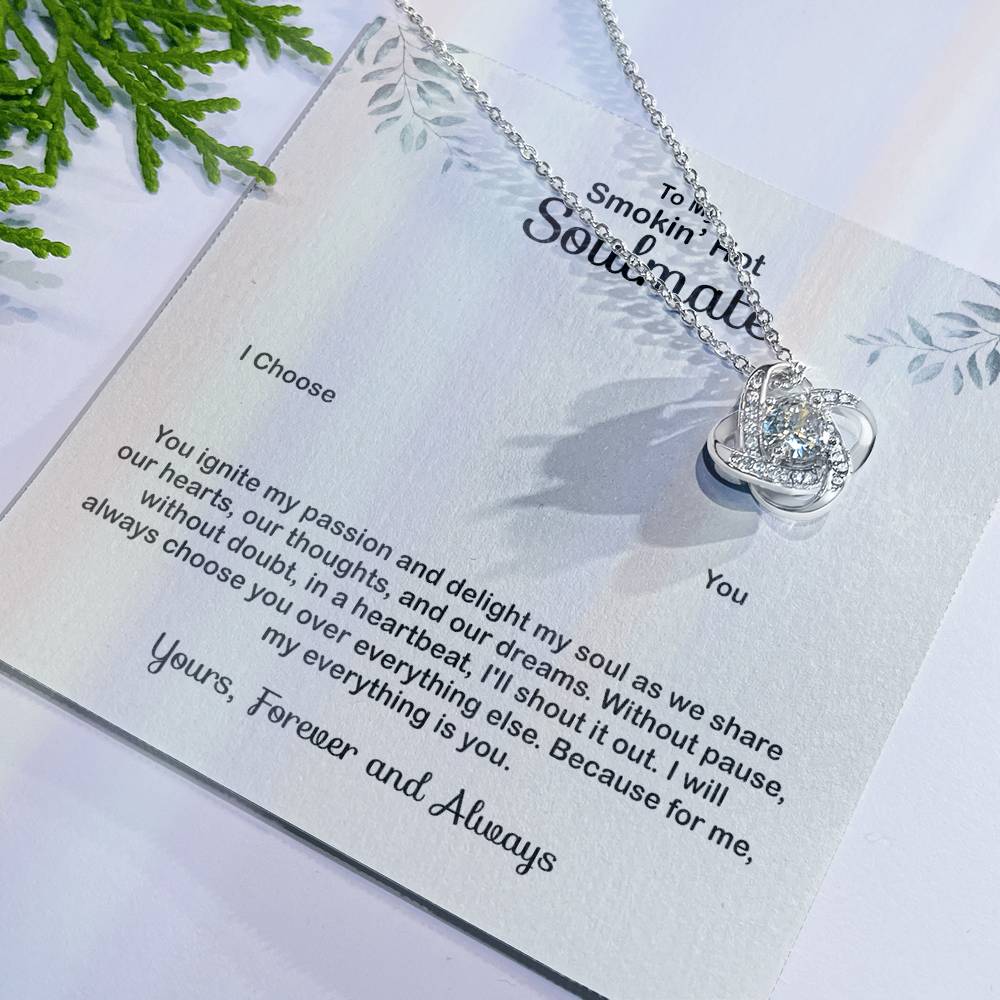 To My Soulmate Necklace, Luxury Jewelry For Wife, Girlfriend, Couples Gifts Neckalce For Wife From Husband, Necklaces Styles On Birthday Christmas Wedding For Her, Love Knot Necklace For Women