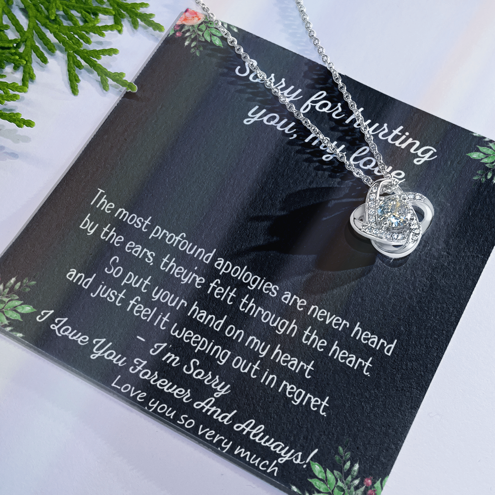 Apology Gift Necklace for Her, Forgiveness Gift, My Love Love Knot Necklace For Girlfriend, I'm Sorry Necklace Gift From Boyfriend, Husband To Wife, Girlfriend Love Knot Jewelry Gift For Girls