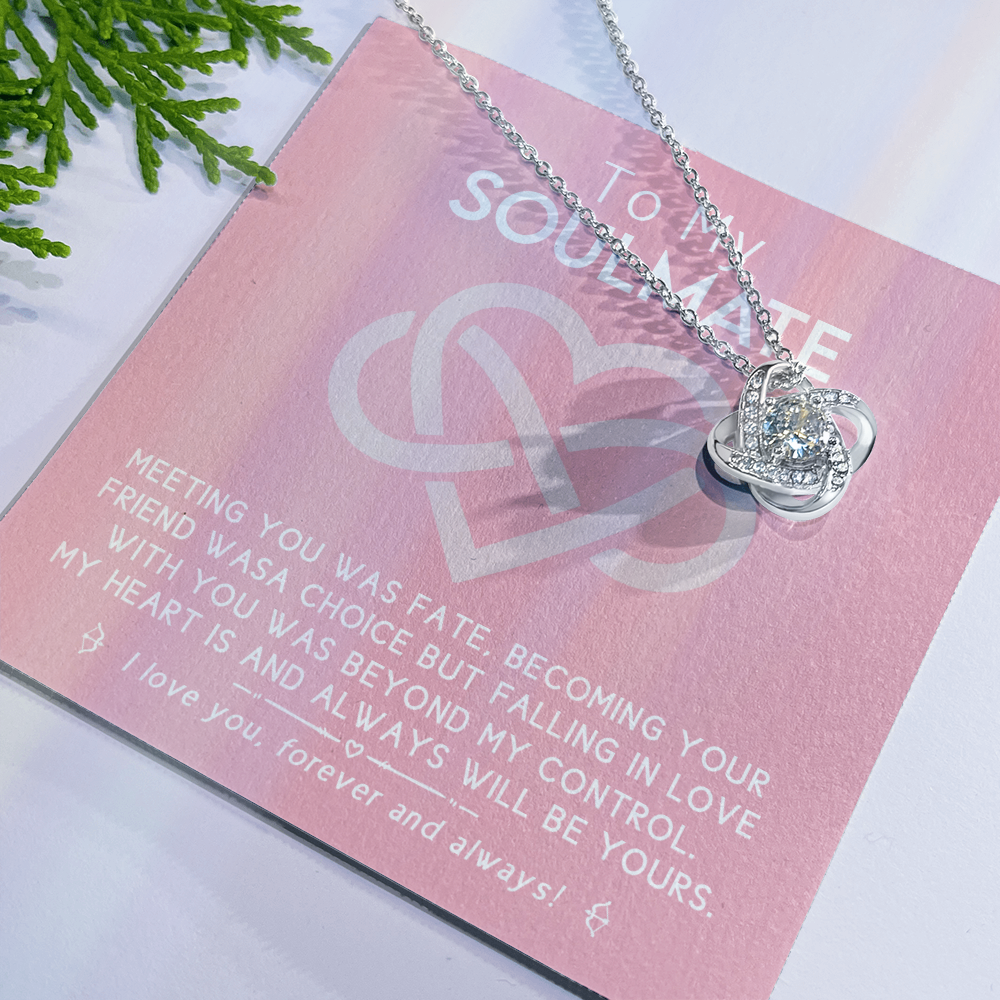 To My Soulmate Necklace From Husband, To Wife, Girlfriend, Soulmate Gift Love Knot Necklace On Valentines Day Christmas Necklace for Her Romantic Forever And Always Jewelry Gift For Women