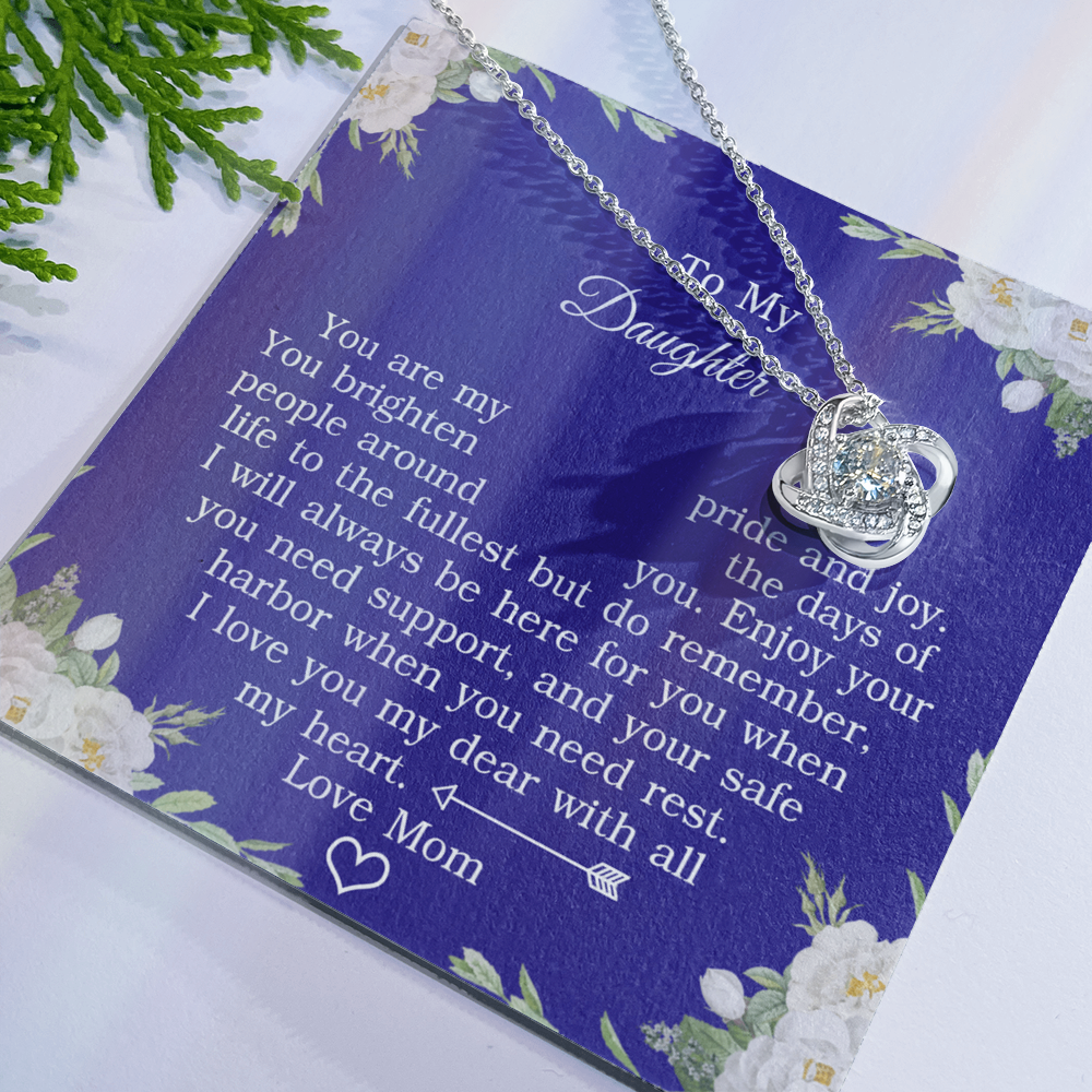 To My Daughter Love Knot Necklace From Mom And Daughter Pendant Gifts For Daughter's From Mother To Daughter Jewelry Gift For Girls, Daughter Necklace Gift From Mother, Daughter To Mom Jewelry