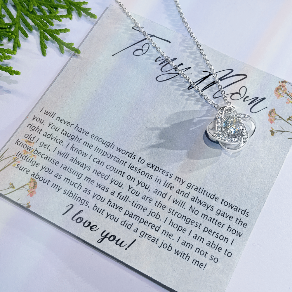 Mom Gift Necklace, To My Mom Love Knot Necklace Gift From Daughter Son Gift For Mom, Mother And Daughter Gift Necklace Personalized Gift Necklace For Mom Pendant, Love Knot Necklace Gift For Women