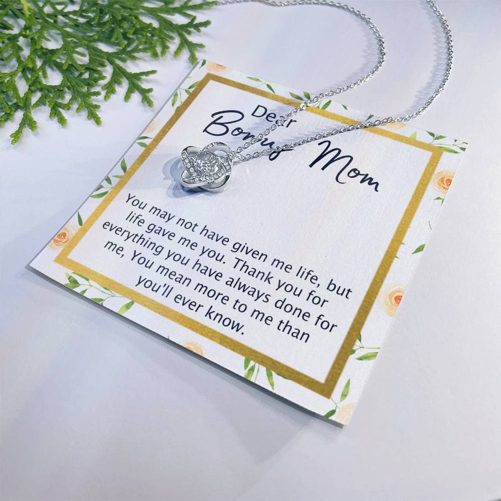 1Dear Bonus Mom Necklace, To My Bonus Mom Love Knot Necklace From Daughter, Son, Bonus Mom Gift Necklace, Daughter And Mother Love Knot Pendant Gift For Mom, Bonus Mom Gift Jewelry Gift For Women Love Knot Necklace 6323