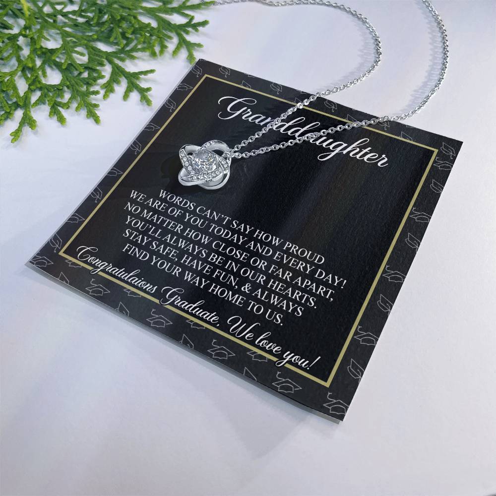 Congratulations Necklace Gift for Granddaughter, Class of 2024 Senior Necklace Gift For Her, Congrats Graduation Pendants Gift For Granddaughter On Phd Graduation Gifts High School Gift Graduating Love Knot Necklace 6323