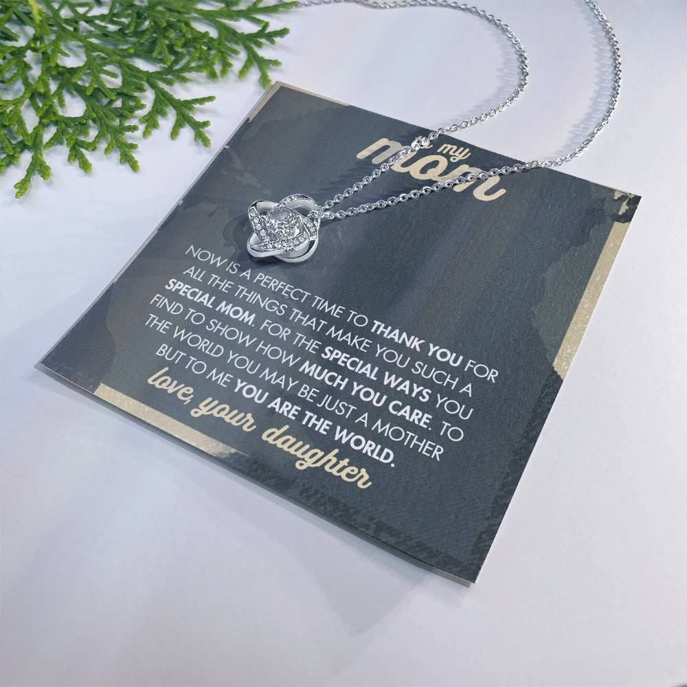 Mother And Daughter Necklace, To My Mom Love Knot Necklace From Daughter, Now Is A Perfect Time To Thank You Necklace Gift For Mom, Mother On Birthday Gift Anniversary Wedding Day Necklace For Mom Love Knot Necklace 6323