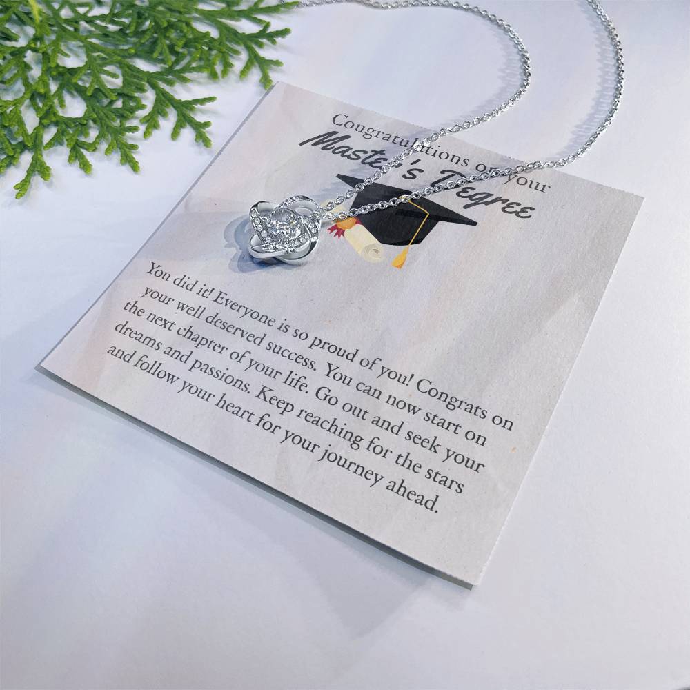 Masters Degree Gift Necklace, Graduation Necklace Gift For Her, Masters Graduation Gift, Sentimental Gift Necklace On PhD Graduation MA MBA Graduate Gift Graduating Class of 2025 Graduation Gift Love Knot Necklace 6323