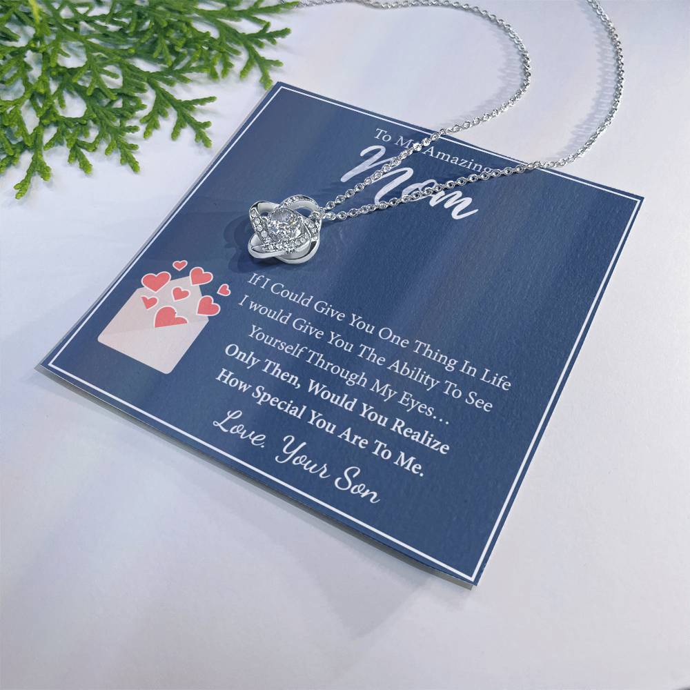 Mom And Son Necklace, To My Amazing Mom Necklace From Son, Necklace Gift On Birthday Gift Anniversary Mother's Day Necklace Gift For Mom Love Knot Necklace From Son, Jewelry Gift For Women, Mother Love Knot Necklace 6323