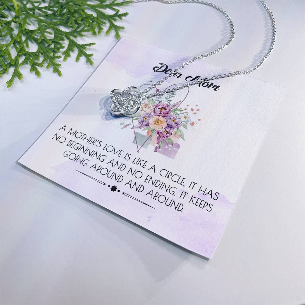Mom Gift Necklace, Dear Mom Love Knot Necklace Gift From Daughter And Mother Love Knot Pendant Gift For Mom Bonus Mom Gift Necklace Around And Around Pendant Gift For Mom Jewelry Gift For Women Love Knot Necklace 6323