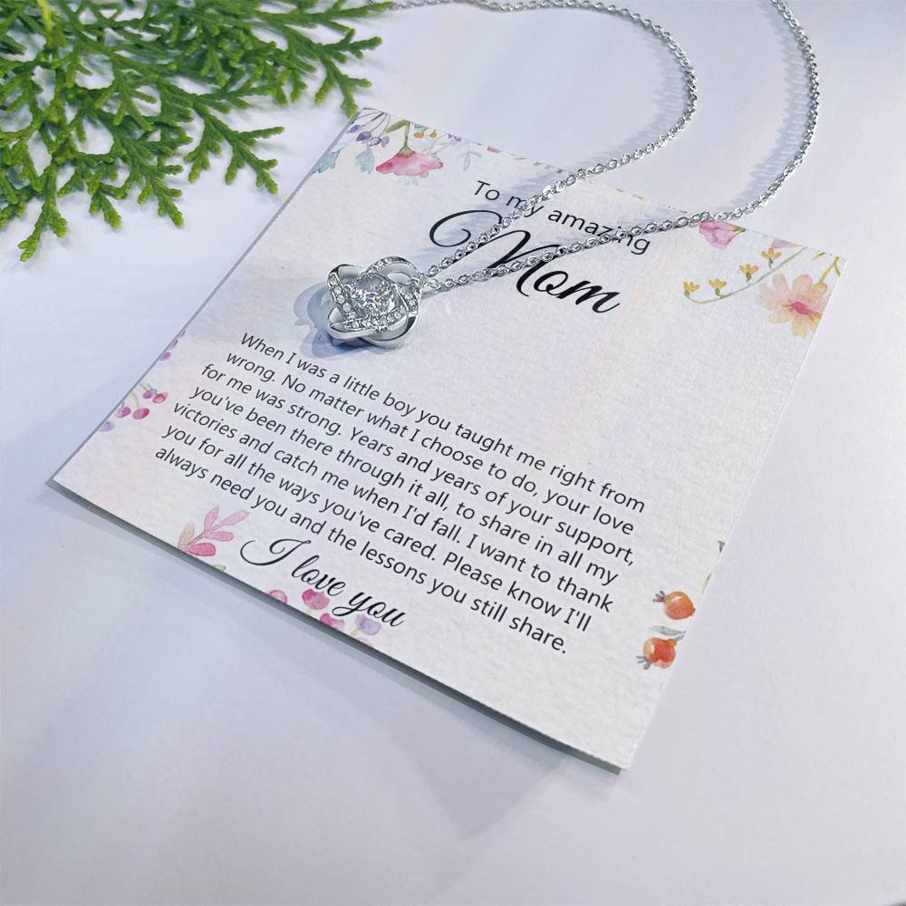 Amazing Mom Gift Necklace, To My Amazing Mom Love Knot Necklace for Mother Day Gift From Daughter Son Necklace Gift For Mom, Mother Gift Necklace Thank You Mom, Mother Necklace Birthday Gift for Mom Love Knot Necklace 6323
