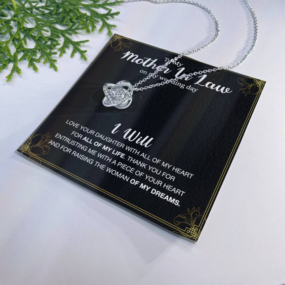 Mother In Law Gift Necklace, To My Mother In Law Love Knot Necklace Gift From Daughter, Mother In Law On My Weding Day Necklace, The Love Knot Necklace Gift On Wedding Day For Mother In Law Jewelry Love Knot Necklace 6323