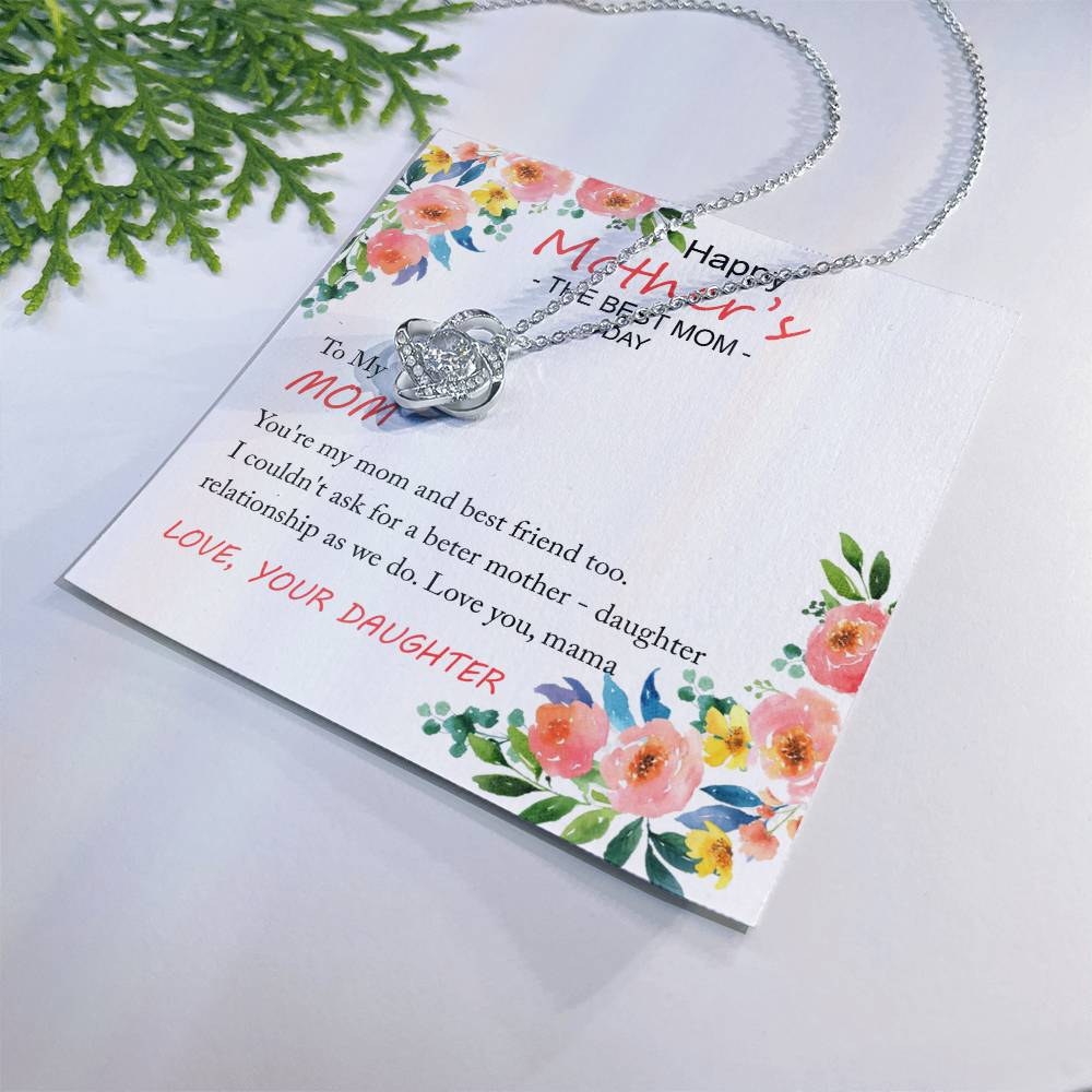 Happy Mother''s Day Gift Necklace, To My Mom Love Knot Necklace Gift From Daughter And Mother Love Knot Pendant Gift For Mom Bonus Mom Gift Necklace, The Best Mom Necklace, Jewelry Gift For Women Love Knot Necklace 6323