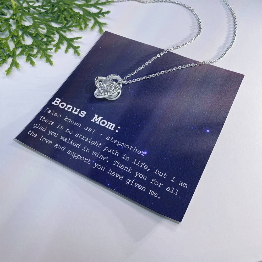 Step Mother Necklace, Daughter And Mother Necklace Gift For Mom, To My Bonus Mom Love Knot Necklace Gift From Daughter Bonus Mom Gift Necklace For Mom Stepmother Gift Necklace Jewelry Gift For Women
