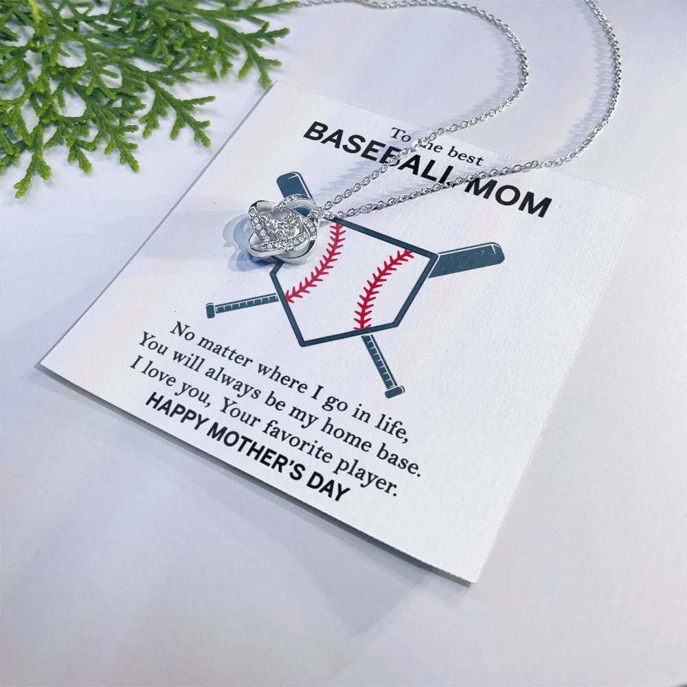Baseball Mom Necklace, To The Best Baseball Mom Necklace From Son, Favorite player Necklace Gift For Mom, Happy Mother's Day Necklace Gift For Baseball Mom Love Knot Necklace Jewelry Gift For Women Love Knot Necklace 6323