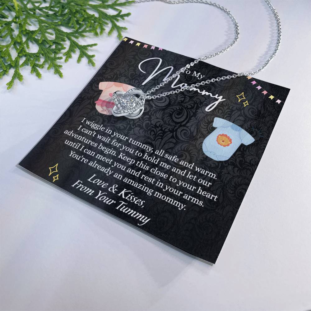 To My Mommy Love Knot Necklace, Mommy Gifts Necklace from Baby, Mommy Gift Necklace from Baby to Mom On Birthday, Gifts for Mom from Baby, New Mom Gift From Husband, New Mom Jewelry Gift For Wome Love Knot Necklace 6323