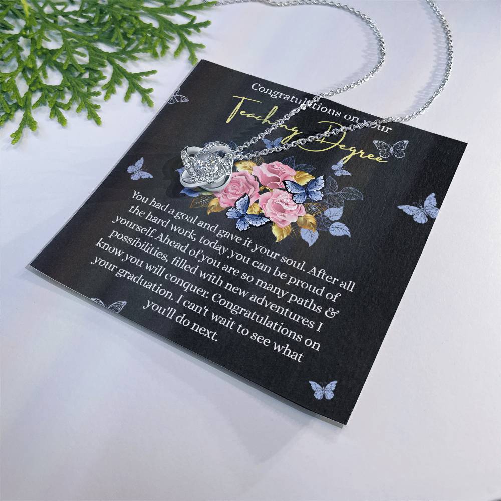 Teacher Degree Graduation Gift Necklace, Graduation Gift For Teachers, Congratulations On Your Teaching Degree Necklace, New Teacher Gift Necklace On PhD Graduation Gift Class of 2026 Graduating