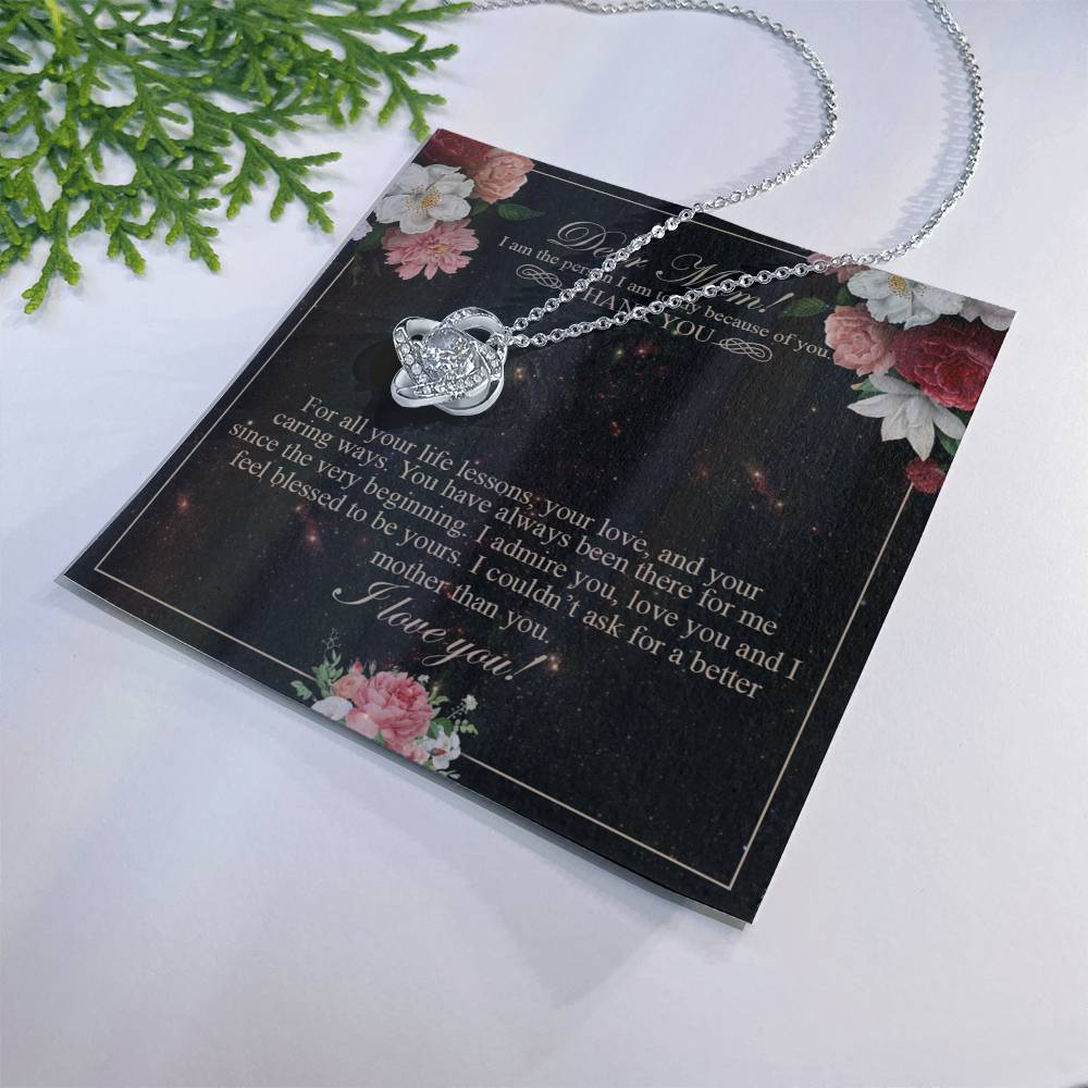 To My Mom Necklace, Gift For Mom On Mother's Day Thank You Mom Gifts From Kids Love Knot Necklace 6323