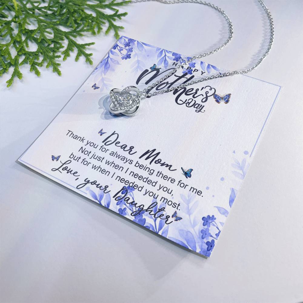 Happy Mother Day, Mothers Day Gifts Necklace, Gifts For Mom From Daughter Or Son Love Knot Necklace 6323