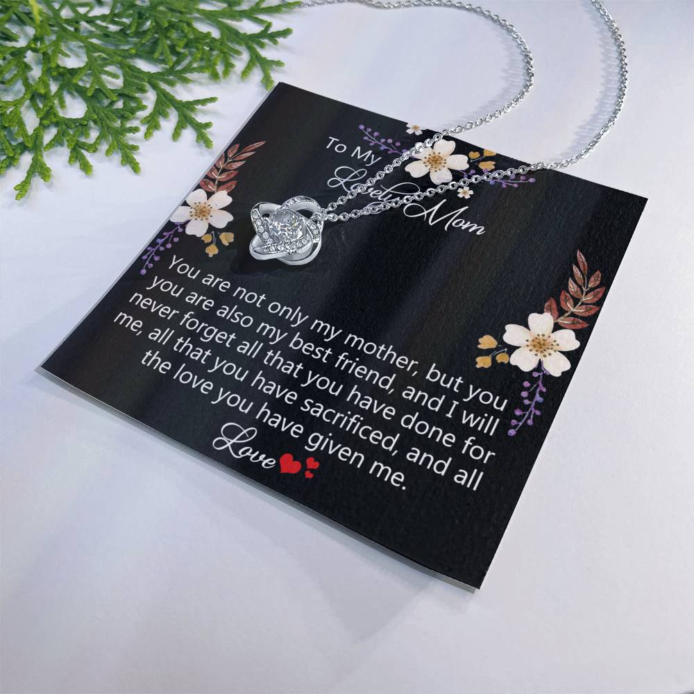 Lovely Mom Necklace, To My Mom Necklace From Daughter Gift For Mom On Birthday Gift Anniversary, Mother' Day Wedding Day Necklace Gift For Mom, Lovely Mom Jewelry Gift For Women, Mom Gift Necklace Love Knot Necklace 6323