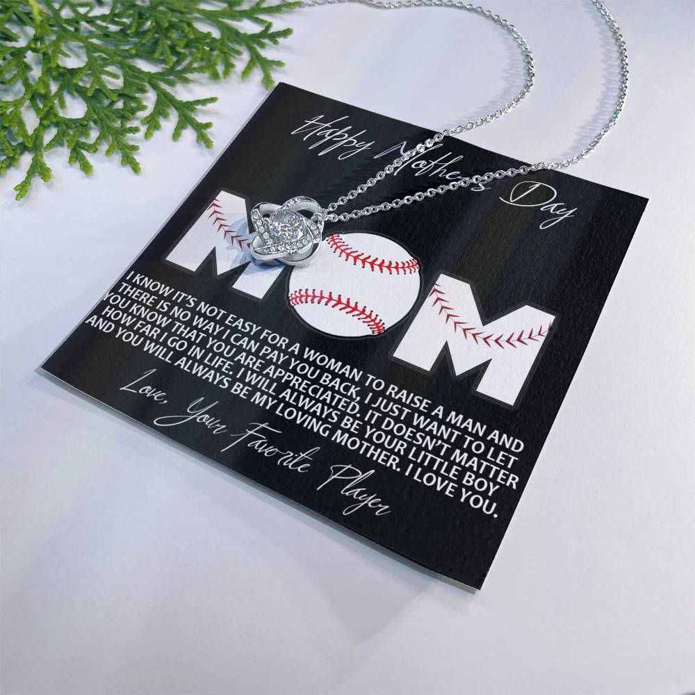 Baseball Mom Gift Necklace, To the Best Baseball Mom Necklace From Daughter, Favorite Player Necklace Gift For Mom, Baseball Mom Love Knot Necklace Jewelry Gift For Women Happy Mother's Day Necklace Love Knot Necklace 6323