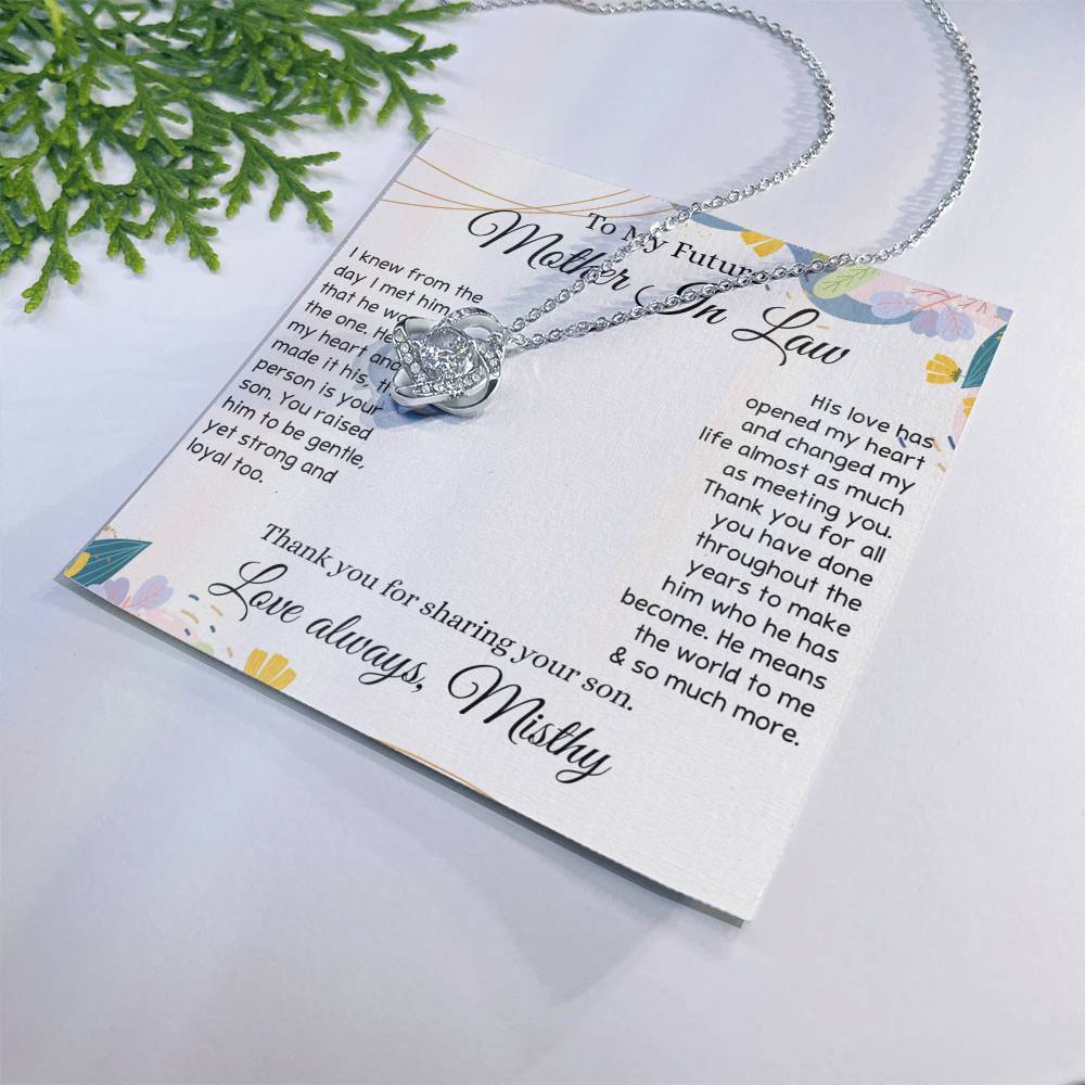 To My Future Mother In Law Necklace, To My Mother In Law Love Knot Necklace Gift From Son, Personalized Gift Necklace for Mother-In-Law From Son, Wedding Gift Necklace Bride Groom To Mother In Law