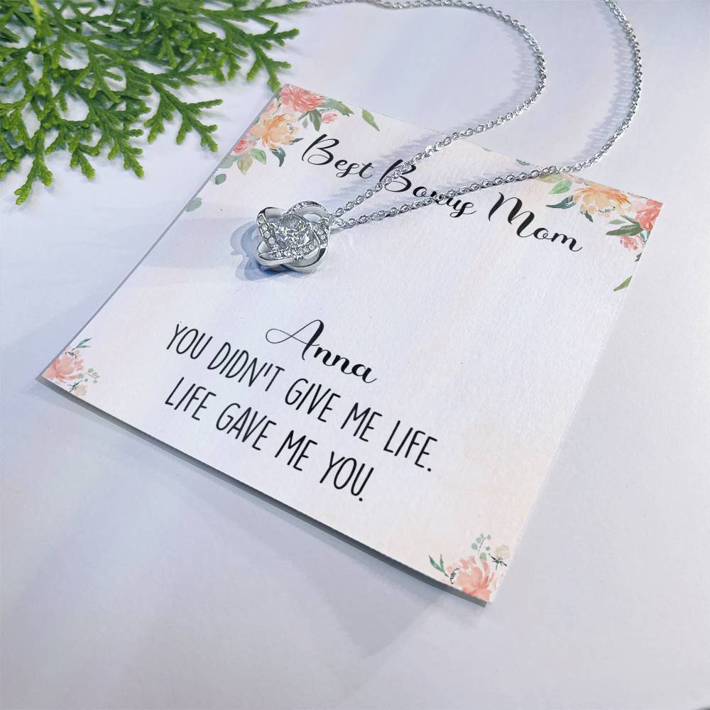 Personalized Necklace Gift For Mom, Best Bonus Mom Love Knot Necklace From Daughter, Birthday Gift Necklace Gift For Bonus Mom, Jewelry Gift For Women, Mother In Law Gift On Mother's Day Necklace