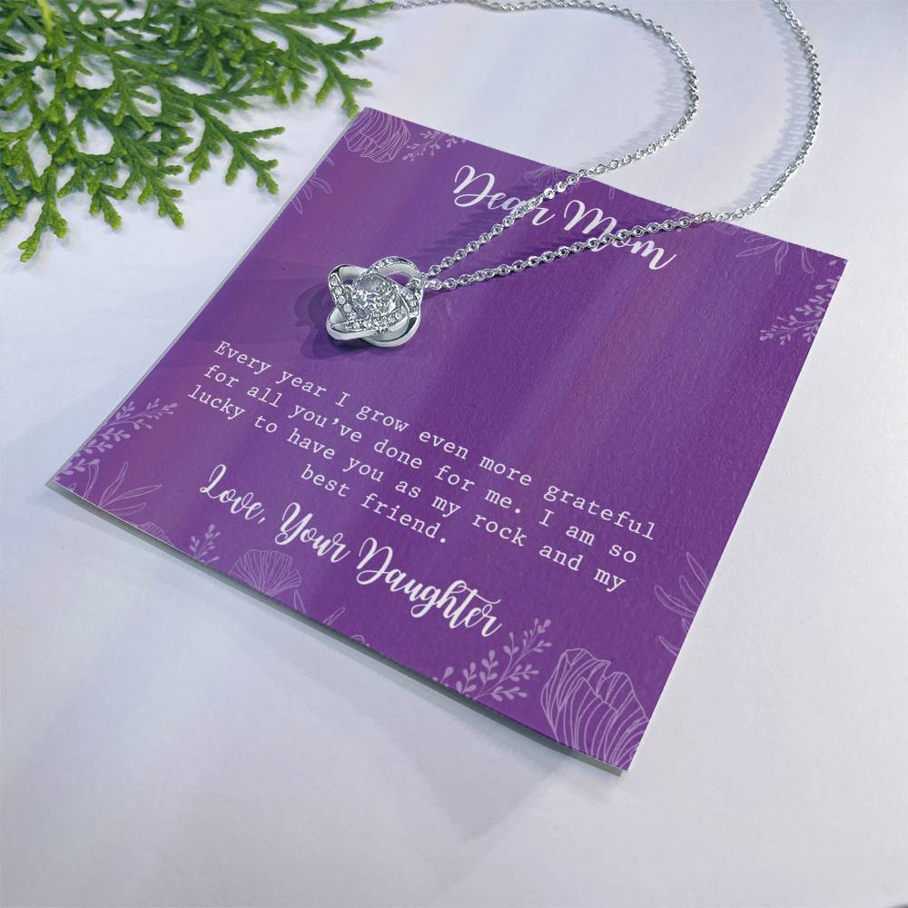 Dear Mom Necklace, To My Mom Love Knot Necklace From Daughter My Best Friend Gift Necklace For Mom, Birthday Gift For Mom, Anniversary Pendant Gift For Mom, Jewelry Gift For Mom From Daughter Git Love Knot Necklace 6323