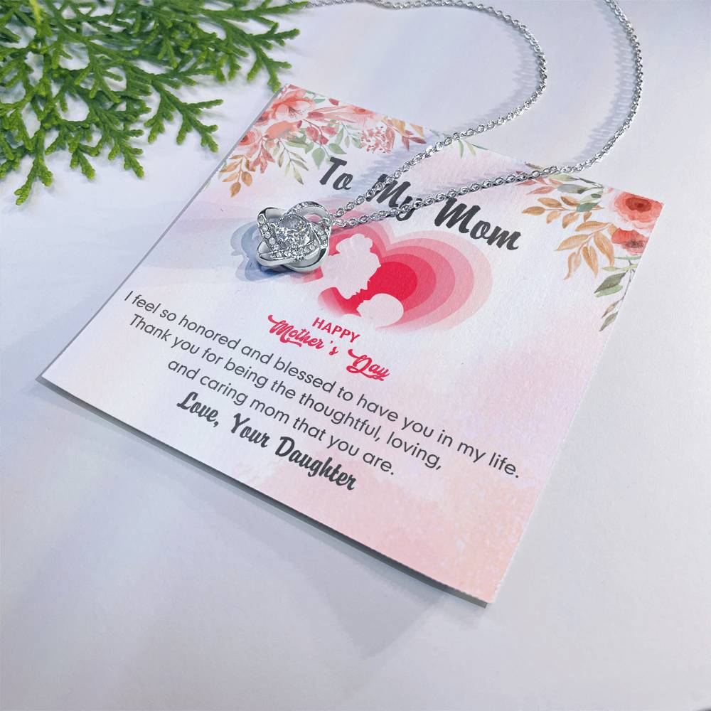 Happy Mother's Day Necklace, To My Mom Love Knot Necklace From Daughter, Badass Mom Necklace Gift For Mom Thank You Necklace Gift For Mom, Mother And Daughter Jewelry Gift For Women, Bonus Mom Love Knot Necklace 6323