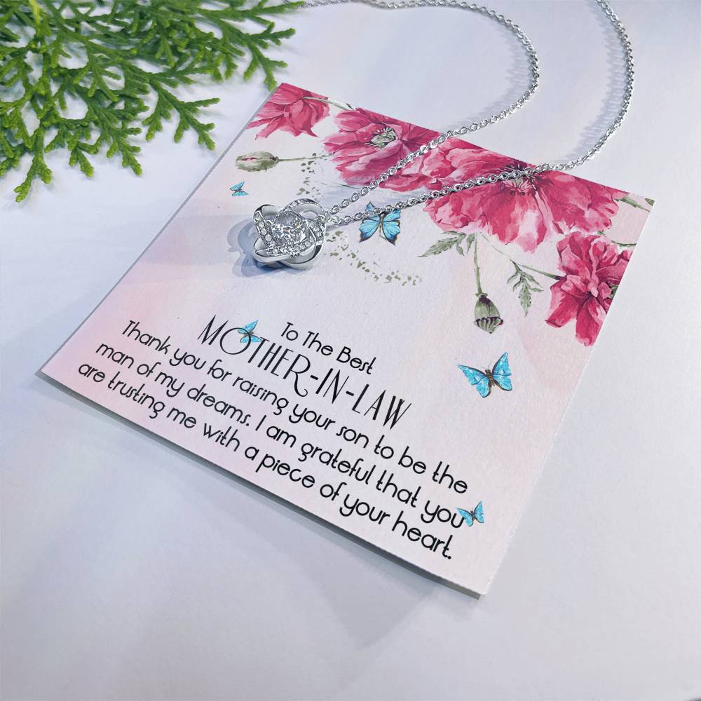 To The Best Mother In Law Necklace, Mother In Law Gifts, Mothers Day Gifts Necklace Love Knot Necklace 6323