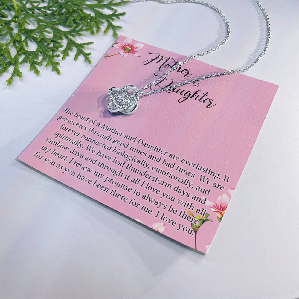 Mother And Daughter Gift Necklace - To My Mother Love Knot Necklace Gift From Daughter, The Bond Of A Mother And Daughter Love Knot Pendant Gift For Mom, Jewelry Gift For Women, Bonus Mother Gift Love Knot Necklace 6323